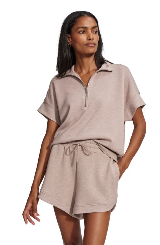 Varley Ritchie Short Sleeve Sweatshirt In Taupe Marl