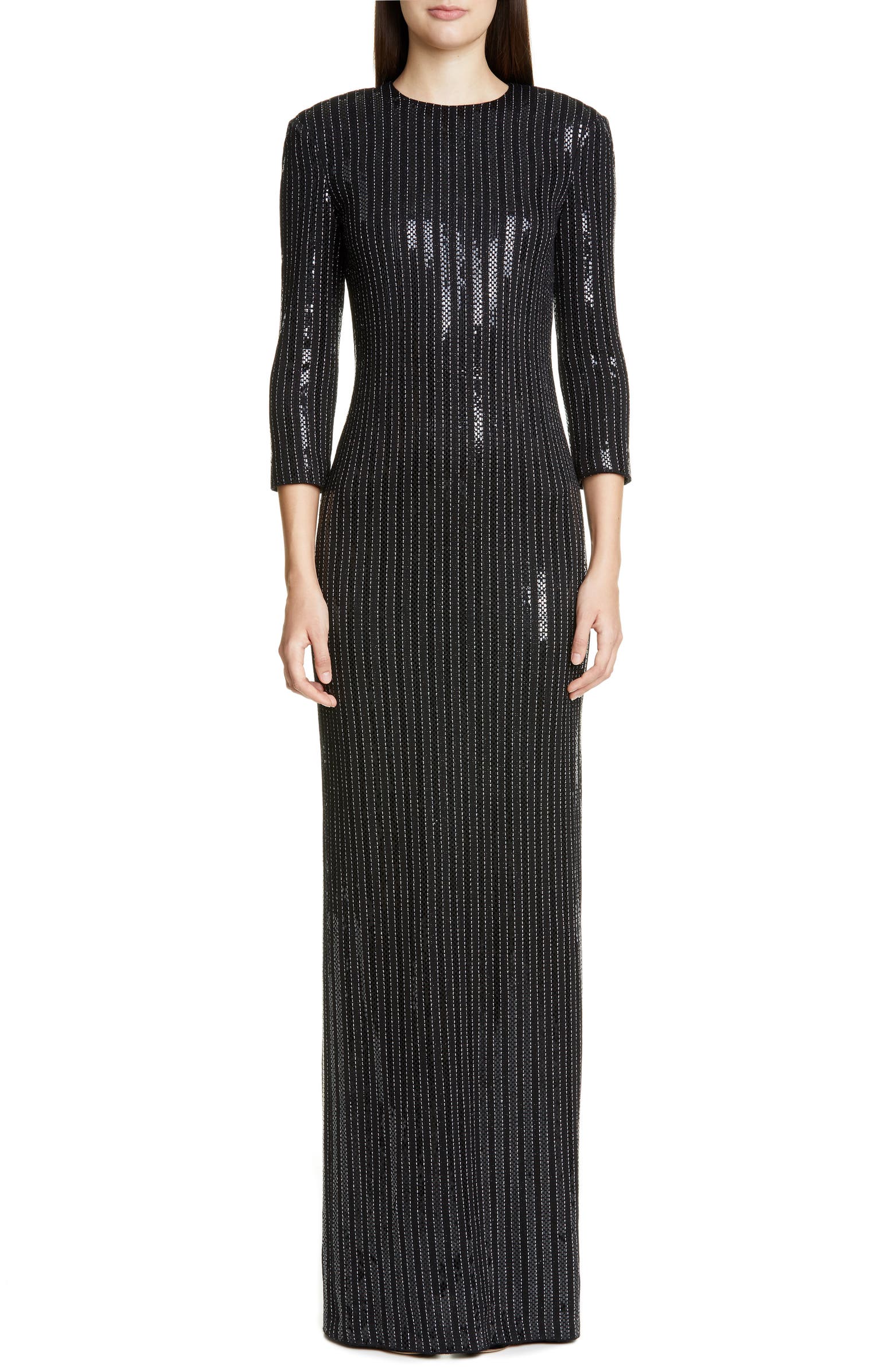 St. John Collection Evening Paillette Pinstripe Gown | Nordstrom