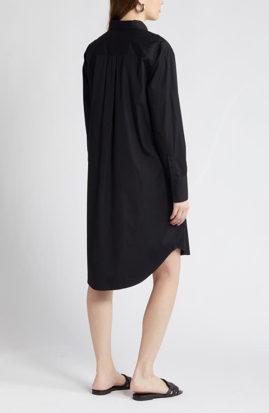 Shop Nordstrom Long Sleeve High-low Shirtdress In Black