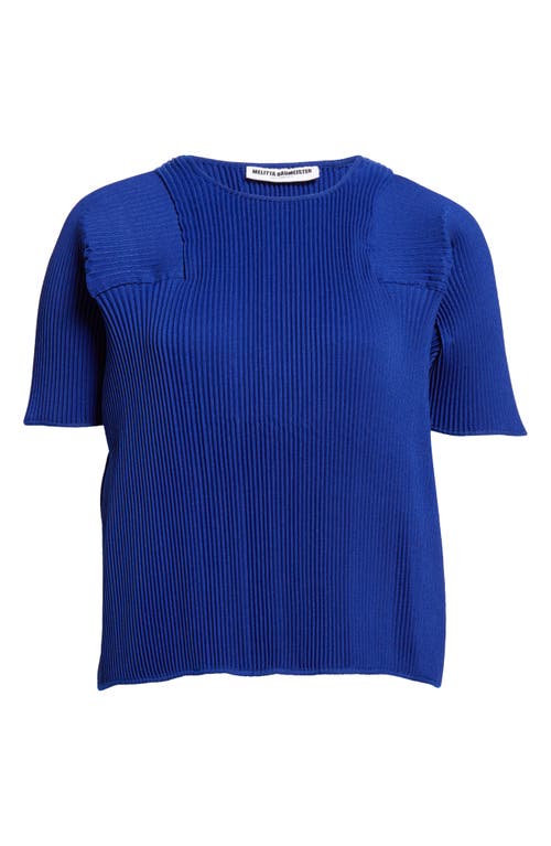 MELITTA BAUMEISTER Pleated T-Shirt in Blue Ripple