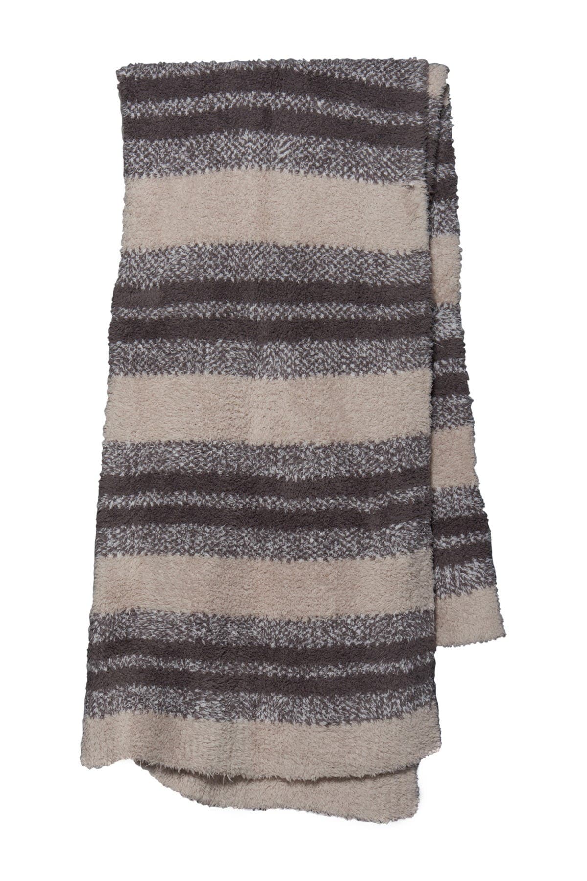 $120 Barefoot Dreams CozyChic Heathered Stripe Throw Blanket Graphite Stone Gray