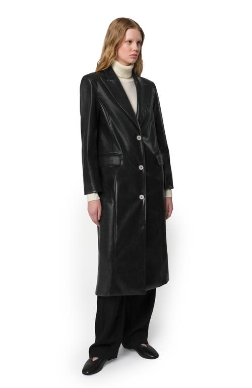 Shop Apparis Lauren Recycled Polyester Faux Leather Overcoat In Noir