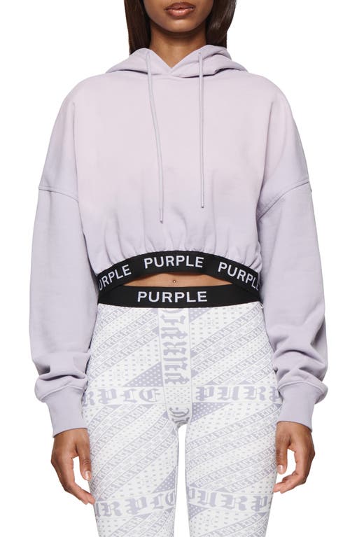 Purple Brand Logo Band Oversize Crop Hoodie