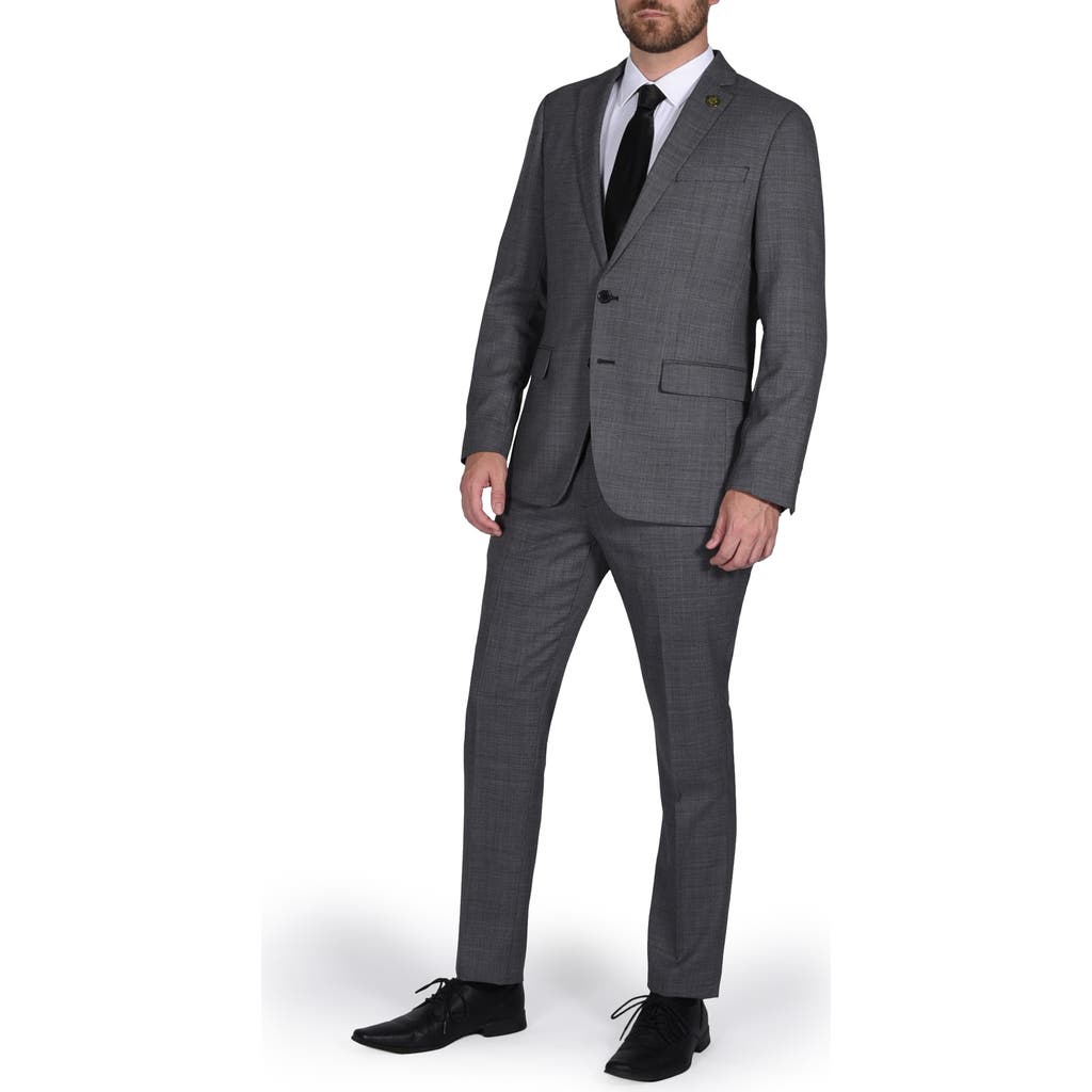 Cricketeer Birdseye Slim Fit Wool Blend Suit In Grey