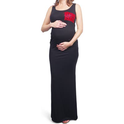 Vip Mama David Bowie Rebel Rebel Maternity Maxi Dress, Black