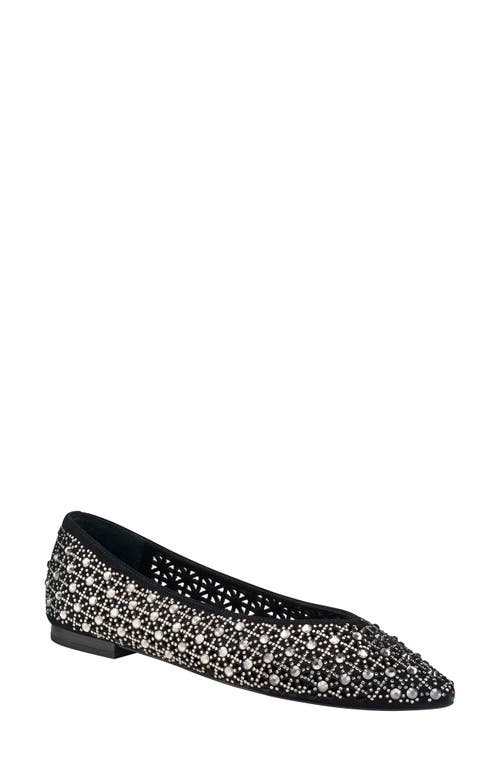 Goldfinch Pointed Toe Flat in Pewter Crystal Suede