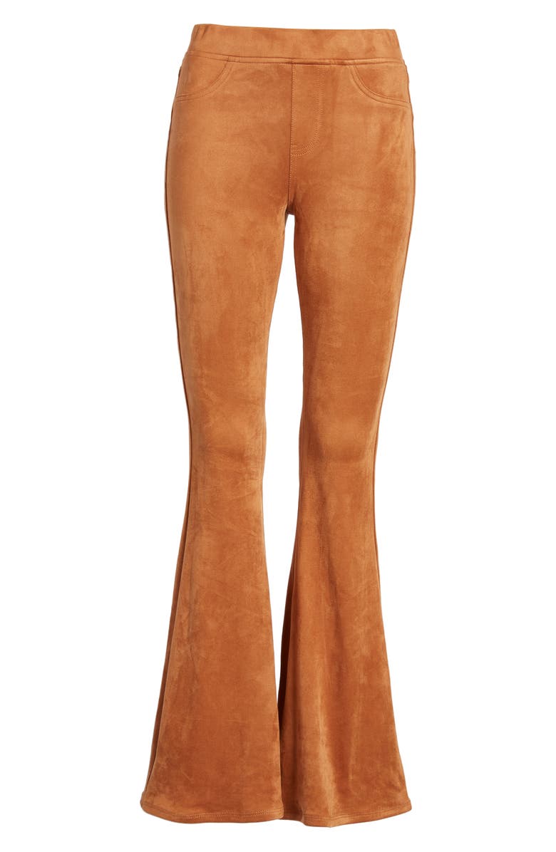 LOVE, FIRE Faux Suede Flare Pants, Alternate, color, CARMEL