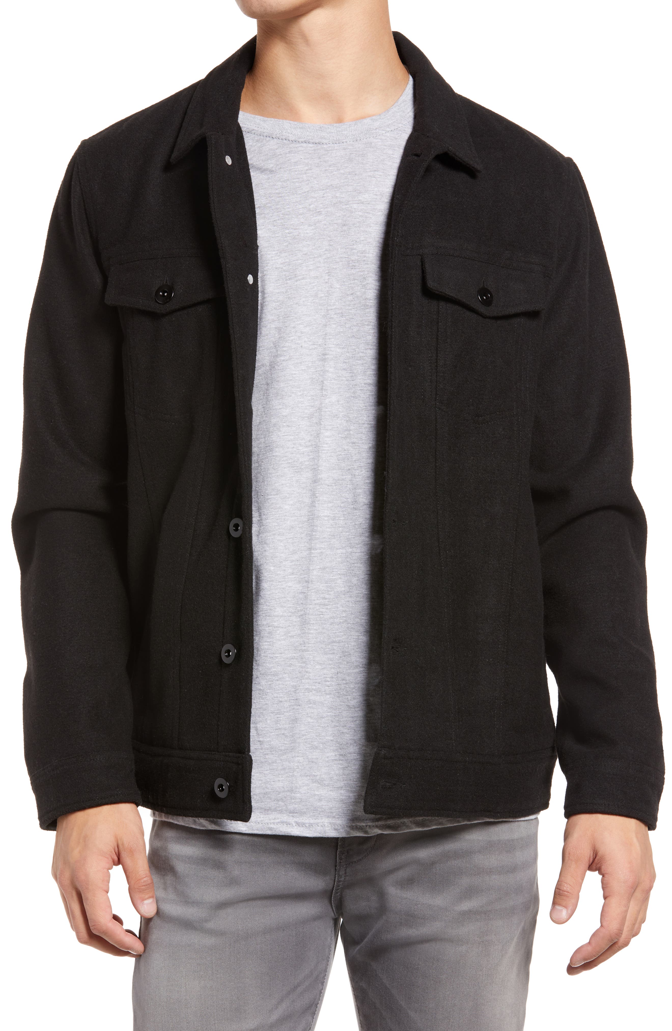 black wool trucker jacket