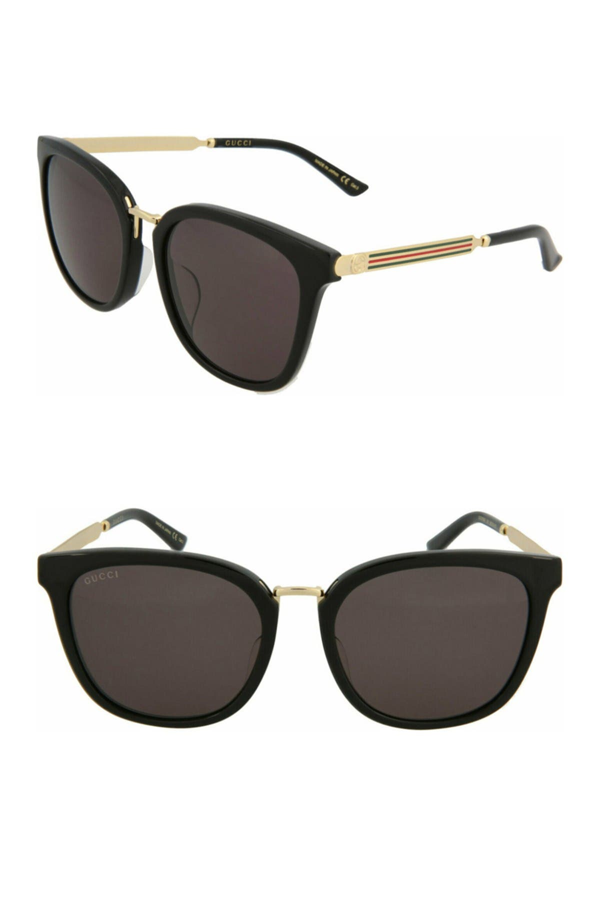 Gucci 56mm Fashion Rectangle Sunglasses In Black Gold Grey