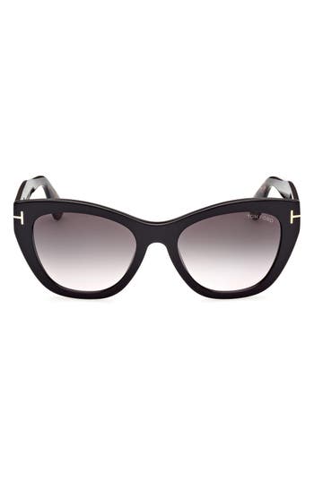 Tom Ford Cara 56mm Square Sunglasses In Black/gradient Smoke