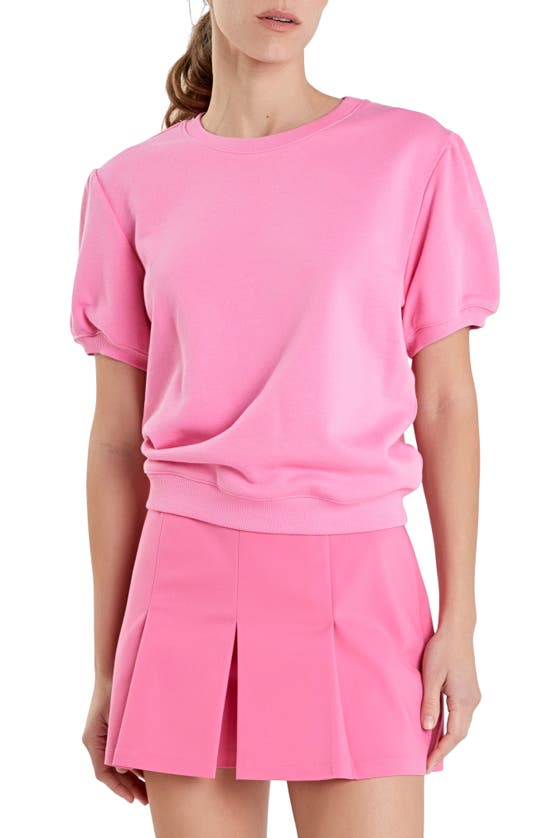 Shop English Factory Short Sleeve French Terry Sweatshirt In Pink