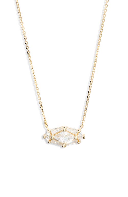 Kendra Scott Short Lindy Rae Pendant Necklace in Gold White Crystal 