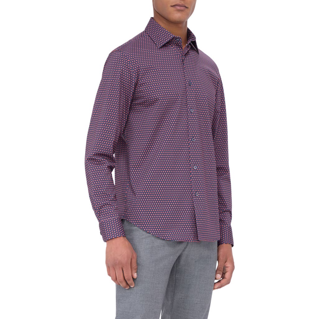 Bugatchi James Ooohcotton® Dot Button-up Shirt In Ruby