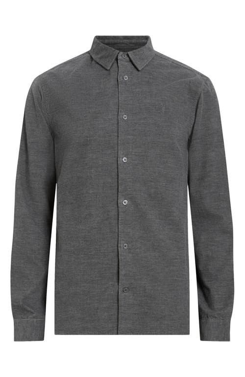 Shop Allsaints Lorella Rib Cotton Button-up Shirt In Nite Blue