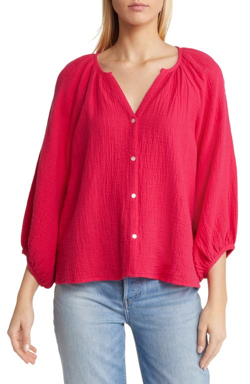 Tommy Bahama Coral Isle Cotton Gauze Peasant Blouse in Bright Rose