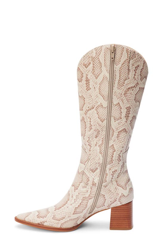Shop Matisse Addison Pointed Toe Western Boot In Beige Multi Snake