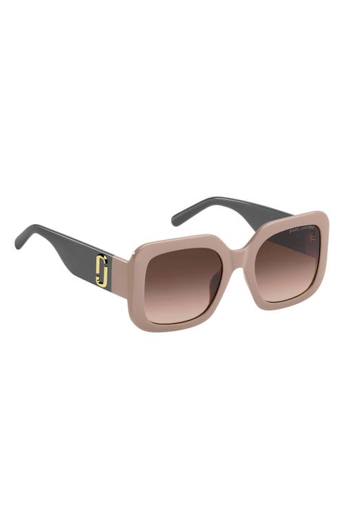 Marc Jacobs 53mm Gradient Polarized Square Sunglasses In Beige Grey/brown Gradient