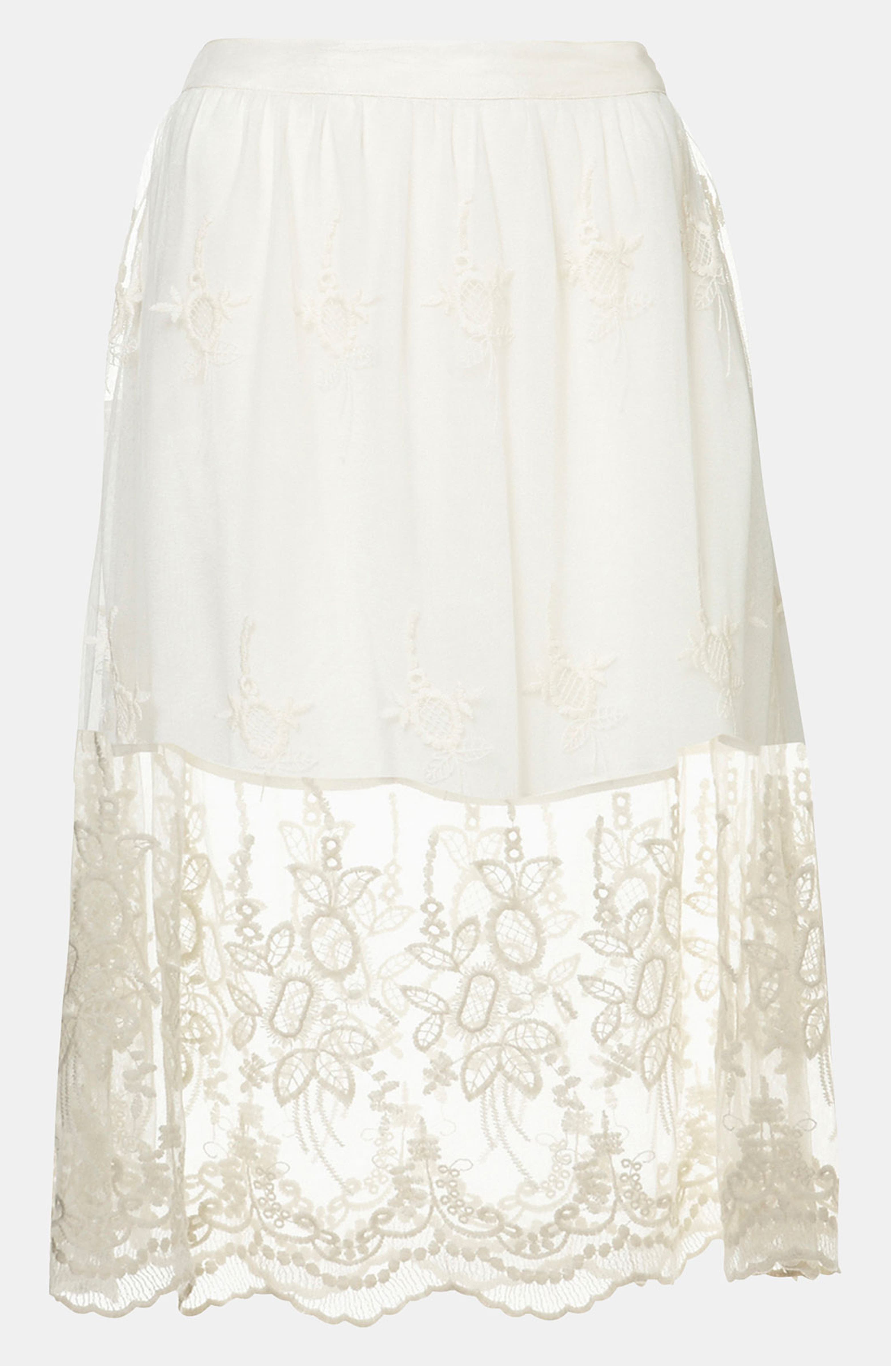 Topshop Embroidered Sheer Skirt | Nordstrom