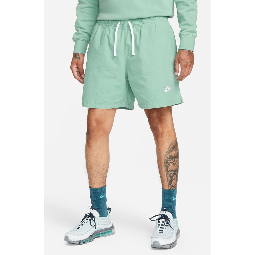 Nike Club Washed Flow Woven Shorts In Mineral/white