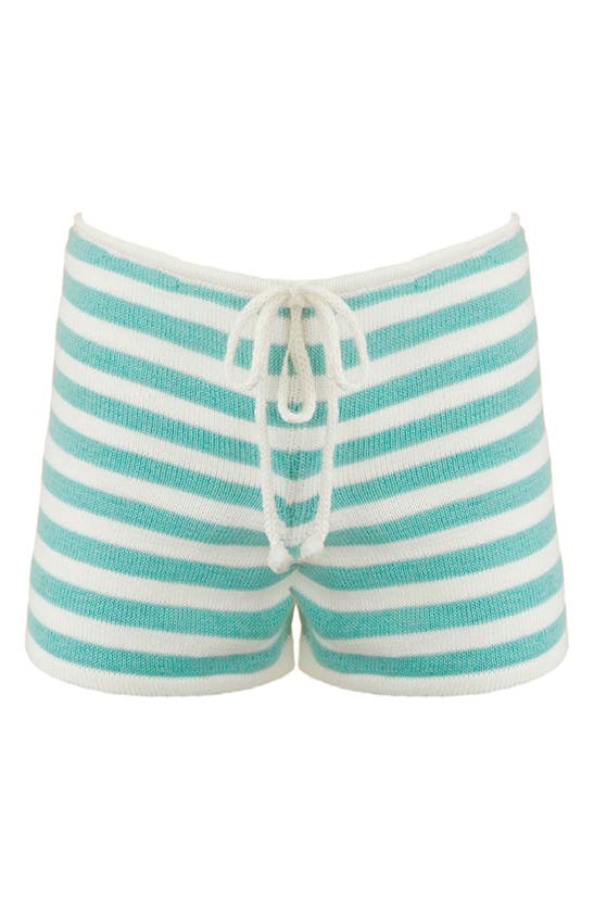 Shop Capittana Maddy Stripe Cover-up Shorts In Mint