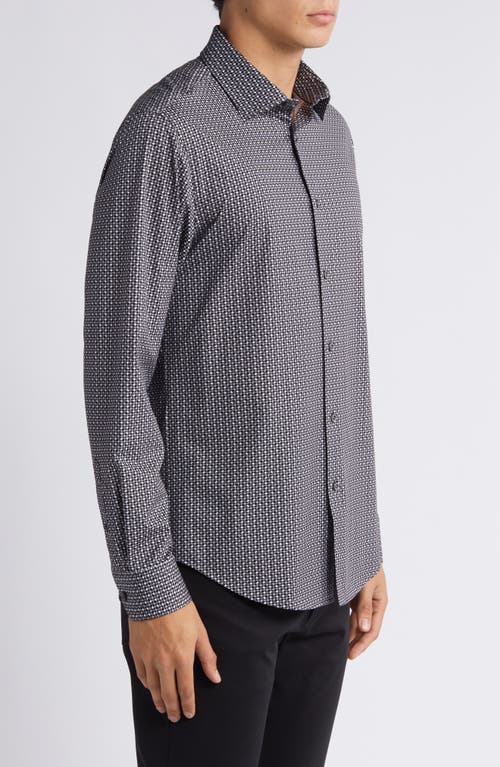 Shop Bugatchi James Ooohcotton® Print Button-up Shirt In Black