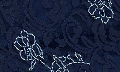 DRESS THE POPULATION DRESS THE POPULATION MARIETTA BEADED LACE OFF THE SHOULDER COTTON BLEND COCKTAIL DRESS