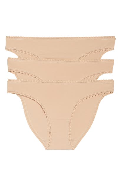 Click to view more detailed imagery on our partner's website On Gossamer 3-pack Cotton Hip Bikinis In Champagne
