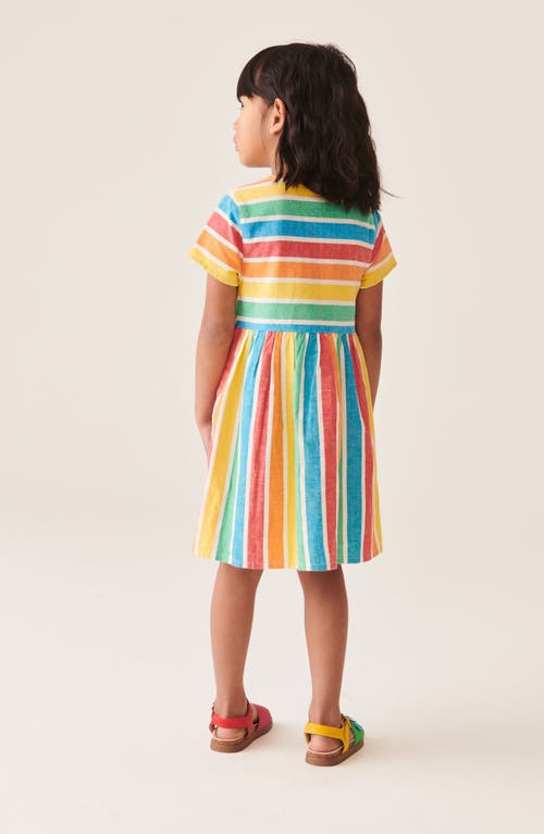 Shop Little Bird Kids' Rainbow Stripe Cotton & Linen Shirtdress In Multi Stripe