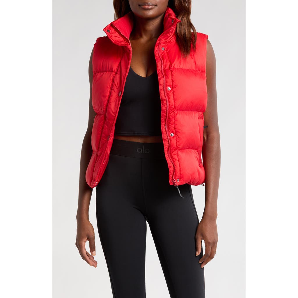 Beyond Yoga Big Cozy Puffer Vest in Ruby Red