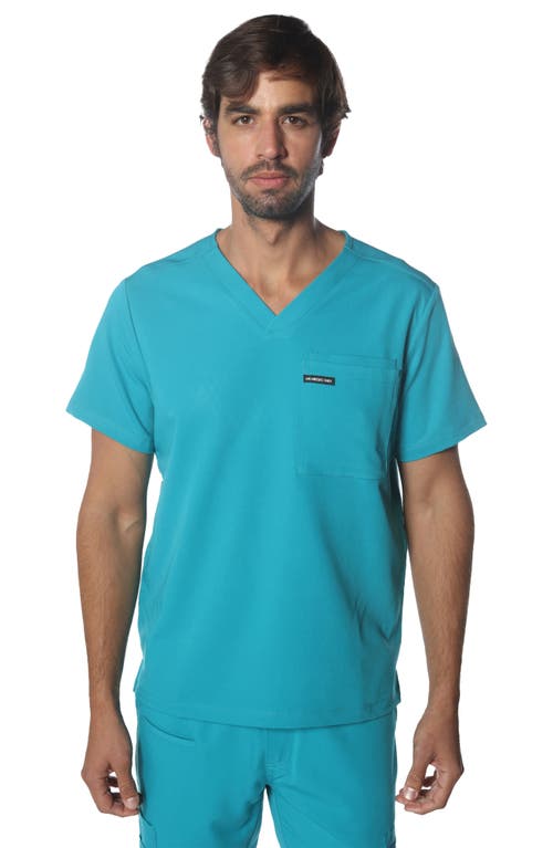 Shop Members Only Brighton 3-pocket Scrub Top In Teal