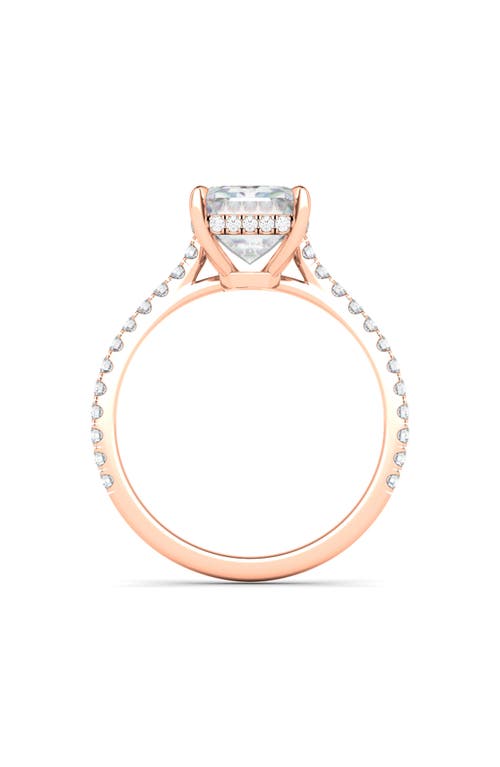 Hautecarat Emerald Cut Pavé Lab Grown Diamond Ring In 2.50 Ctw 18k Rose Gold