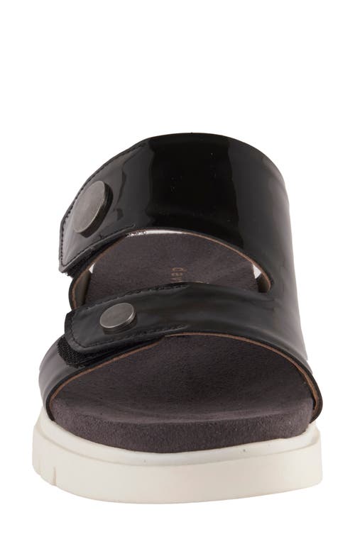David Tate Elena Wedge Slide Sandal In Black Patent