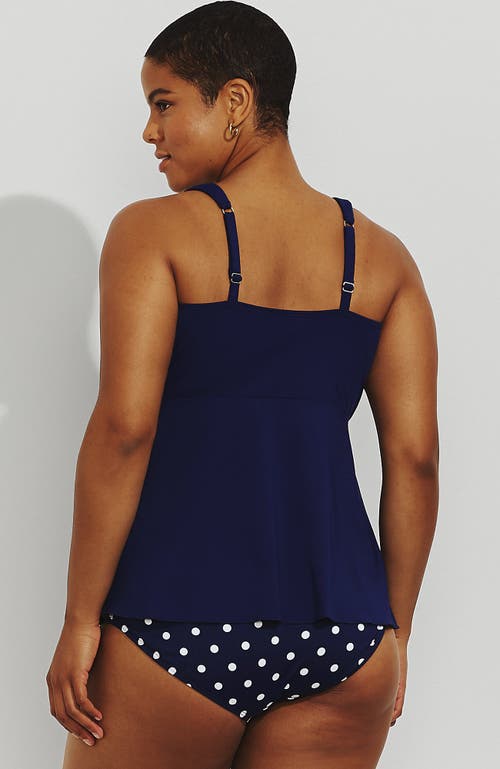 Shop Lands' End Plus Size Flutter Scoop Neck Tankini Top In Deep Sea Navy