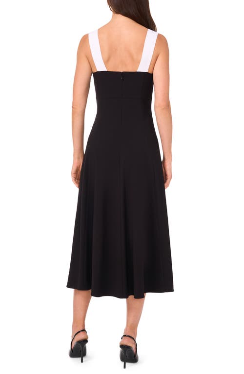 Shop Halogenr Halogen(r) Contrast Strap Midi Dress In Rich Black