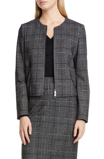 Click to view more detailed imagery on our partner's website Boss Javidar Glen Check Zip Jacket In Black Fantasy