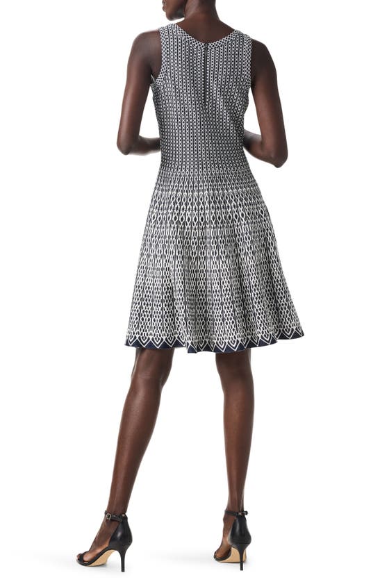 Shop Nic + Zoe Heritage Jacquard Twirl Sweater Dress In Indigo Multi