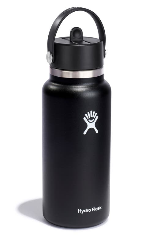 Hydro Flask 32-ounce Wide Mouth Flex Straw Cap Water Bottle In Black
