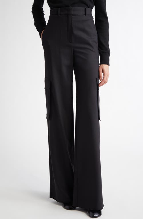 Max Mara Studio Ghiera Stretch Virgin Wool Cargo Pants in Black 