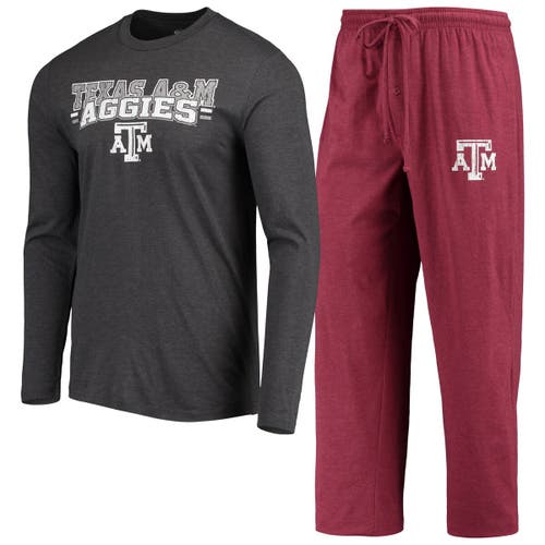Men's Concepts Sport Maroon/Heathered Charcoal Texas A & M Aggies Meter Long Sleeve T-Shirt & Pants Sleep Set