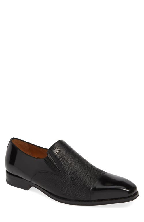 Shop Mezlan Milani Cap Toe Slip-on In Black Leather/deerskin