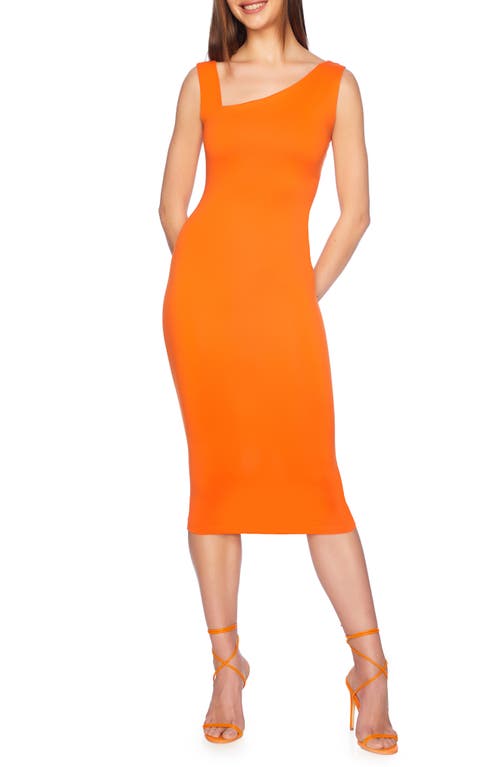 Susana Monaco Asymmetric Neck Body Con Midi Dress Mandarin at Nordstrom,
