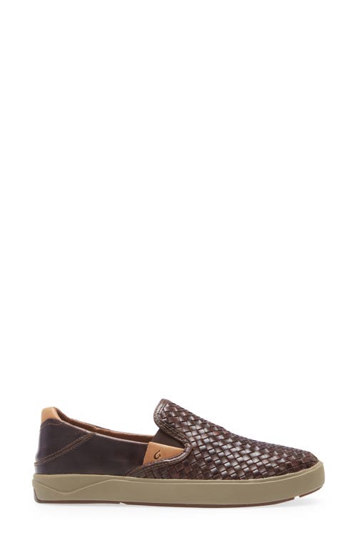 Shop Olukai Lae'ahi Lauhala Woven Leather Shoe In Dark Wood/dark Wood