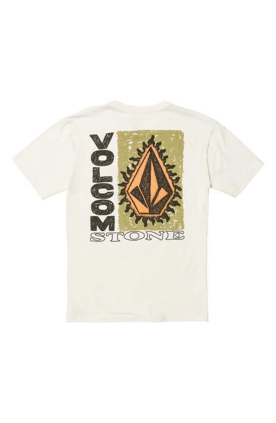 Shop Volcom Kids' Flamed Cotton Graphic T-shirt In Off White