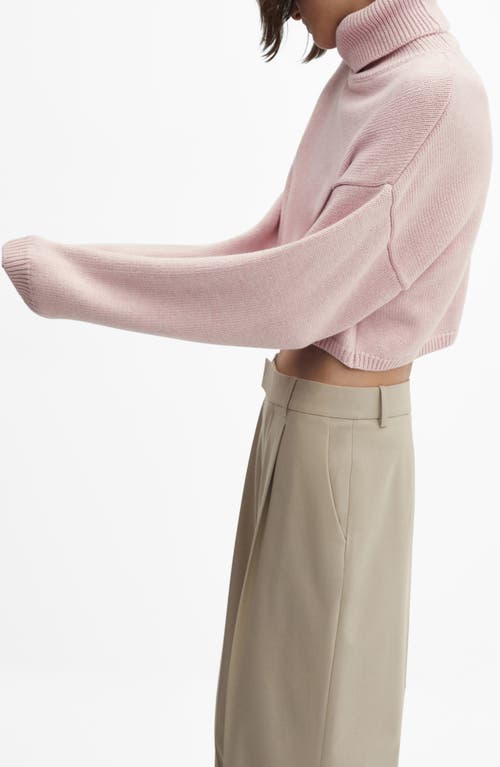 Mango Turtleneck Crop Sweater In Pink