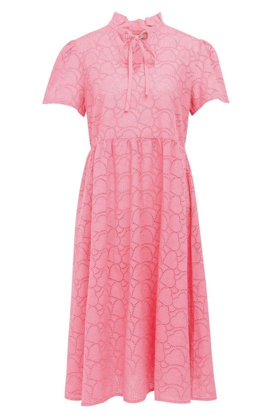Shop Barbour Palmetto Broderie Anglaise Cotton Dress In Hibiscus