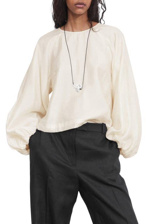 Shop & Other Stories Balloon Sleeve Top In White Dusty Light