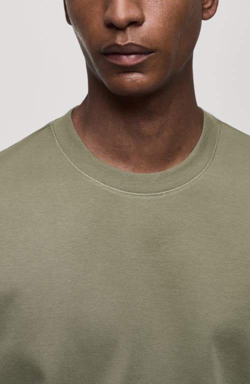 Shop Mango Regular Fit Cotton Crewneck T-shirt In Medium Green