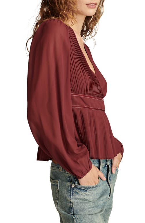 Shop Lucky Brand Pleated Peplum Top In Burgundy