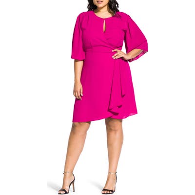 Plus Size City Chic Jolie Faux Wrap Dress, Pink