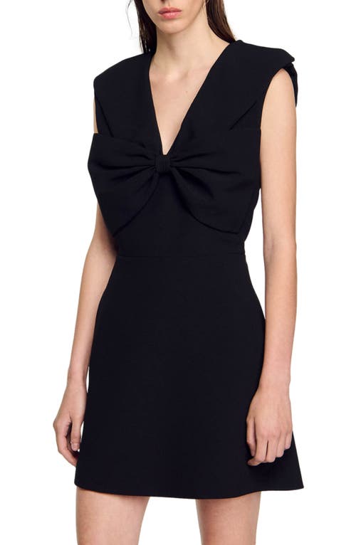 Shop Sandro Short Dress With Bow In Black